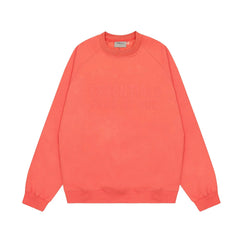 Fear Of God Essentials Double‑Line Plush Crewneck Sweatshirt Coral Red
