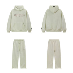 Fear Of God Essentials Hot Stamped Double Line Hoodie & Straight Pants Set Sage Green