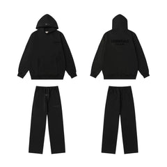 Fear Of God Essentials Hoodie Wide Leg Sweatpants 2‑Piece Set Black
