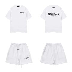 Fear Of God Essentials T‑Shirt Fleece Shorts Summer Set White