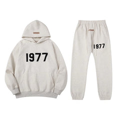 Fear Of God Essentials 1977 Plush Hoodie & Jogger Tracksuit Set Light Oat Heather