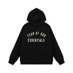 Fear Of God Essentials Vintage Letter Print Pullover Hoodie Black