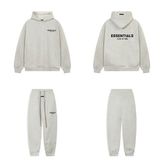 Fear Of God Essentials Hoodie Sweatpants Tracksuit Set Light Heather Grey