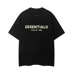 Fear Of God Essentials Gold Tone Double Line Back Logo Oversized T‑Shirt Black