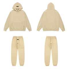 Fear Of God Essentials Tone‑on‑Tone Hoodie & Jogger Tracksuit Set Cream Beige