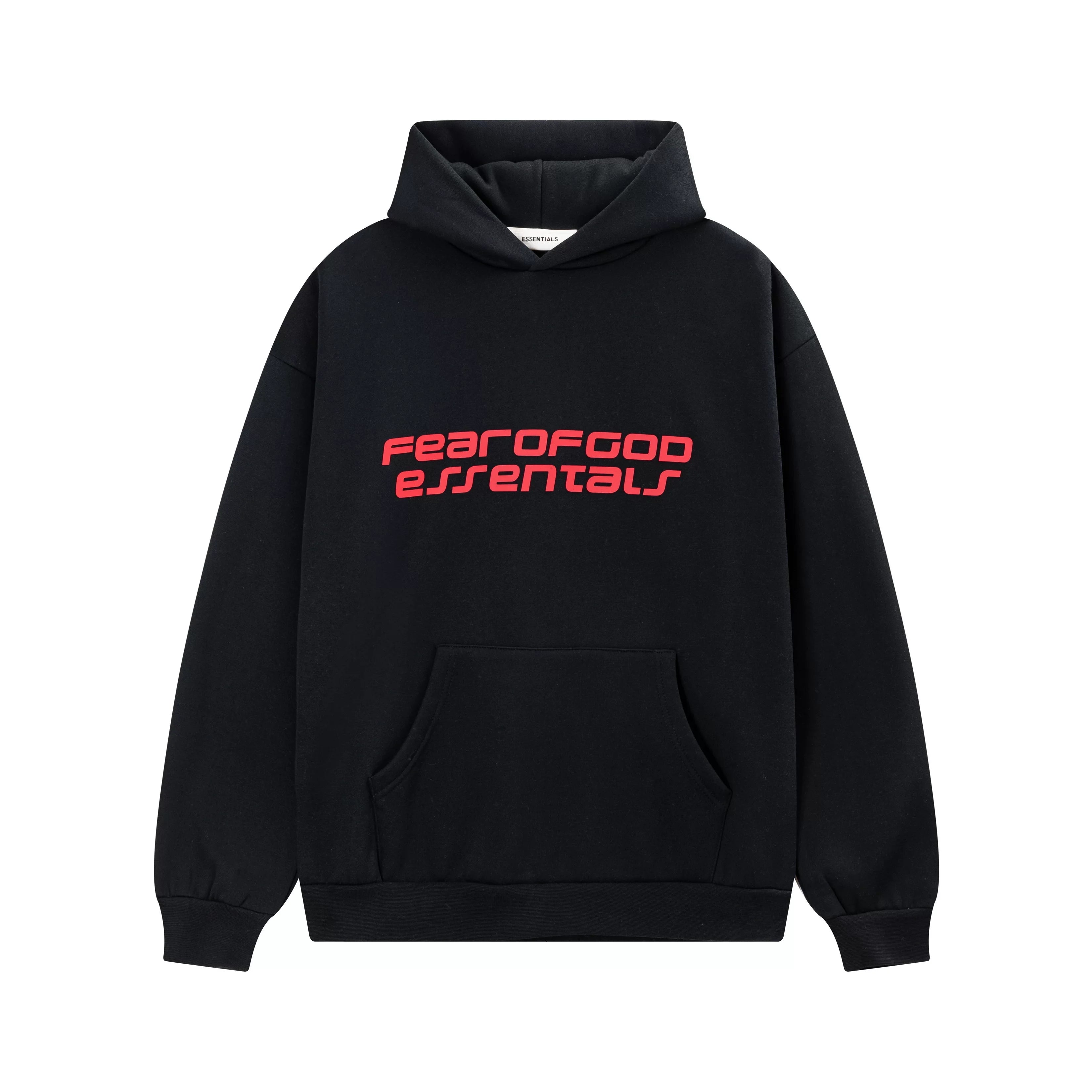 Fear Of God Essentials Silicone Letter Pullover Hoodie Black