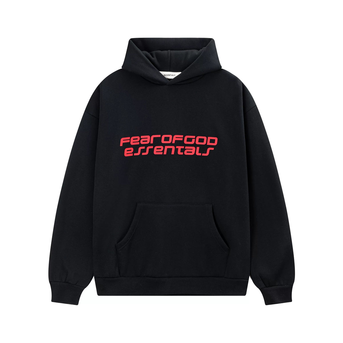 Fear Of God Essentials Silicone Letter Pullover Hoodie Black