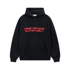 Fear Of God Essentials Silicone Letter Pullover Hoodie Black