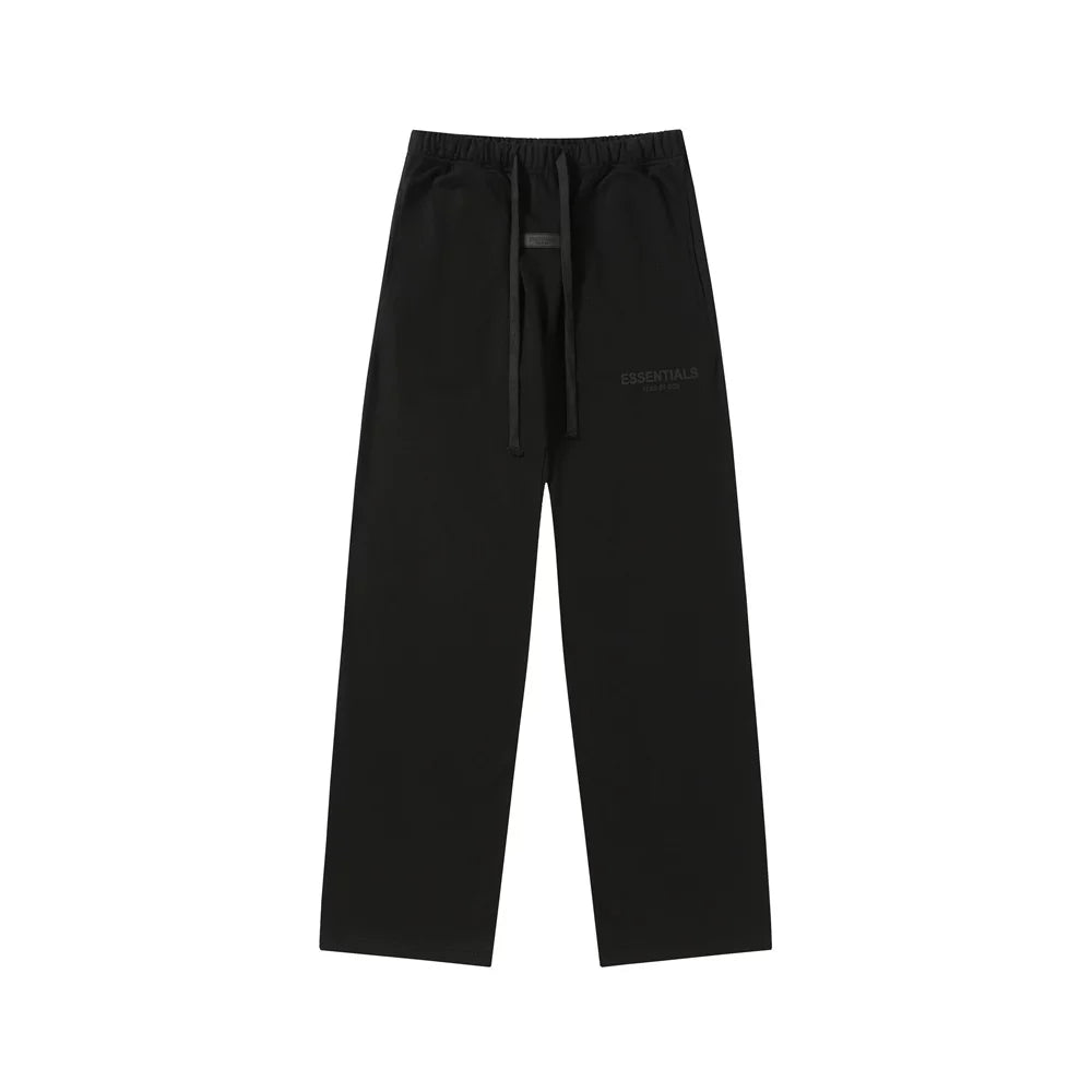 Fear Of God Essentials Tone‑on‑Tone Text Logo Straight‑Leg Sweatpants Black