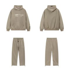 Fear Of God Essentials Hot Stamped Double‑Line Hoodie Sweatpants 2‑Pieces Tracksuit Set Taupe