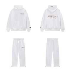 Fear Of God Essentials Double‑Line Hoodie Sweatpants 2‑Pieces Tracksuit Set White