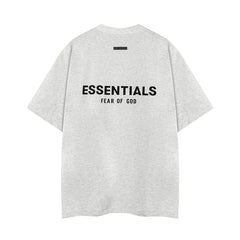 Fear Of God Essentials Double Line Back Logo Oversized T‑Shirt Light Heather Grey