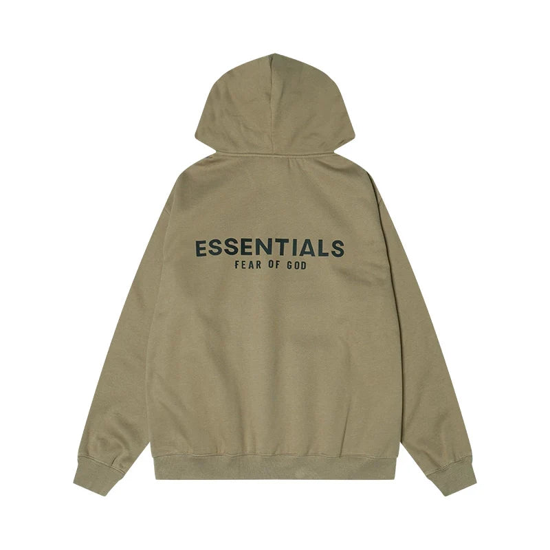 Fear Of God Essentials Back Print Hoodie Khaki