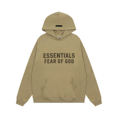 Fear Of God Essentials Double‑Line Plush Pullover Hoodie Khaki