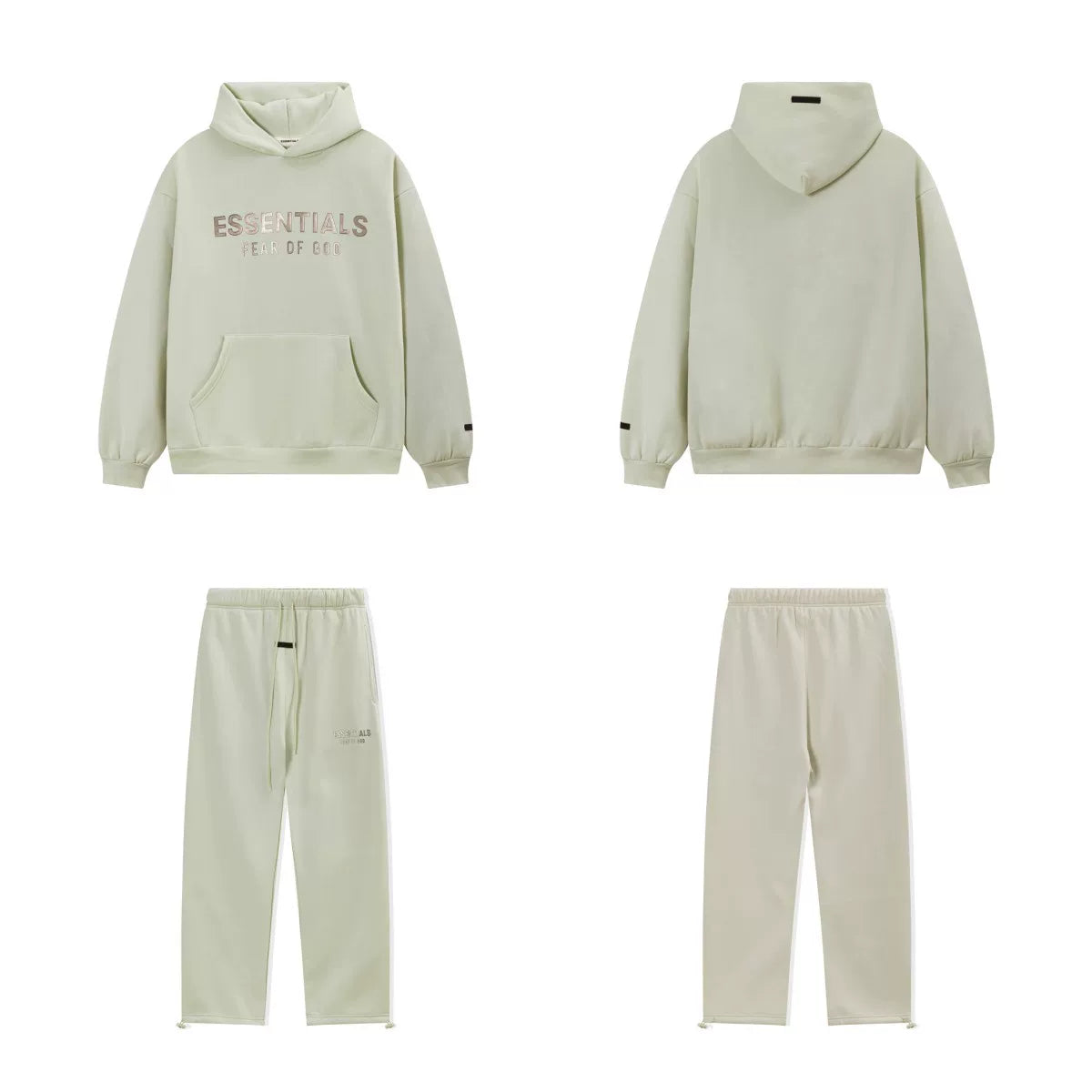 Fear Of God Essentials Hot Stamped Double Line Hoodie & Straight Pants Set Sage Green