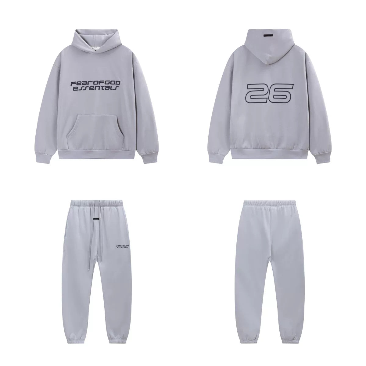 Fear Of God Essentials 26 Graphic Hoodie & Jogger Tracksuit Set Light Grey