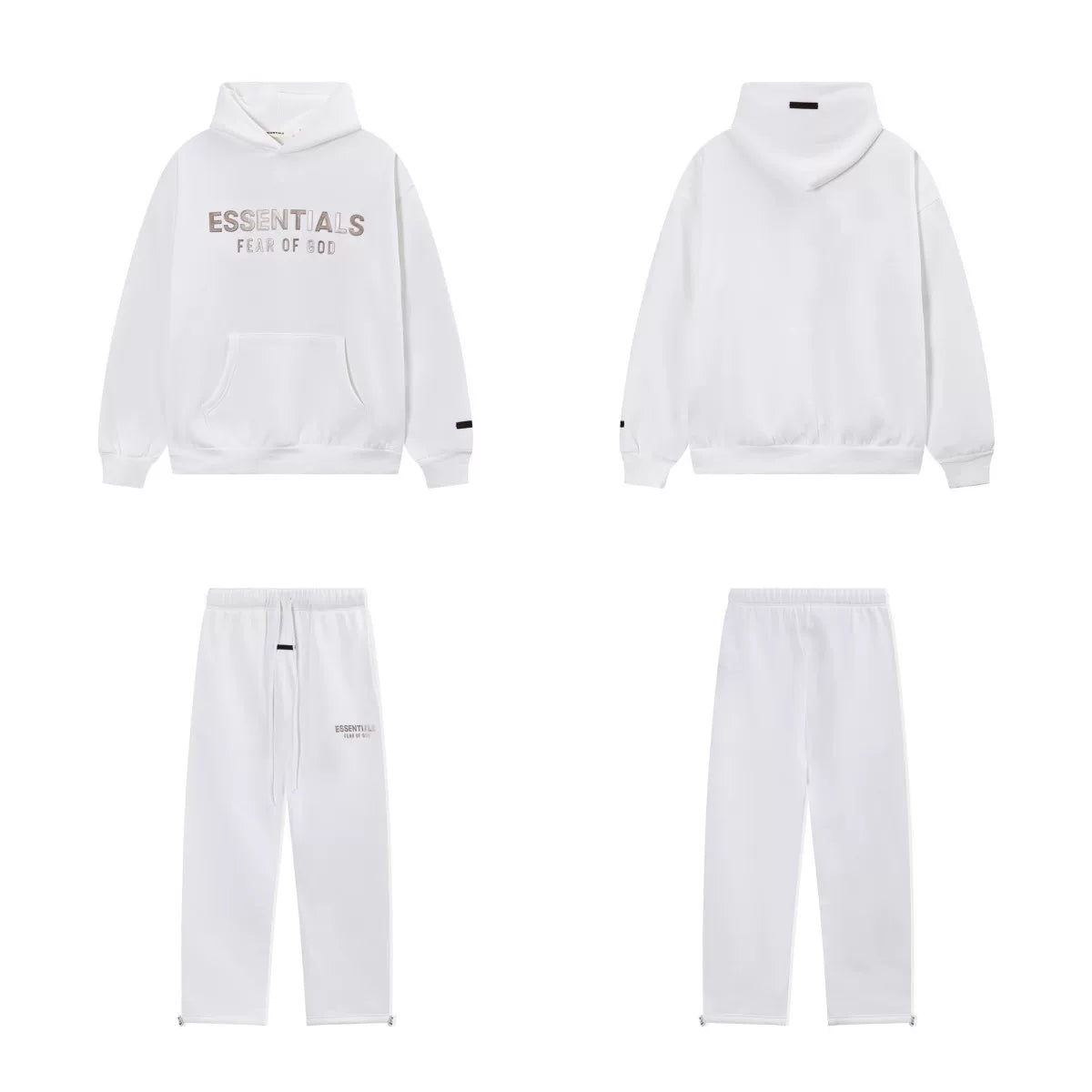 Fear Of God Essentials Hot Stamped Double Line Hoodie & Straight Pants Set White