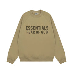 Fear Of God Essentials Double‑Line Plush Crewneck Sweatshirt Khaki
