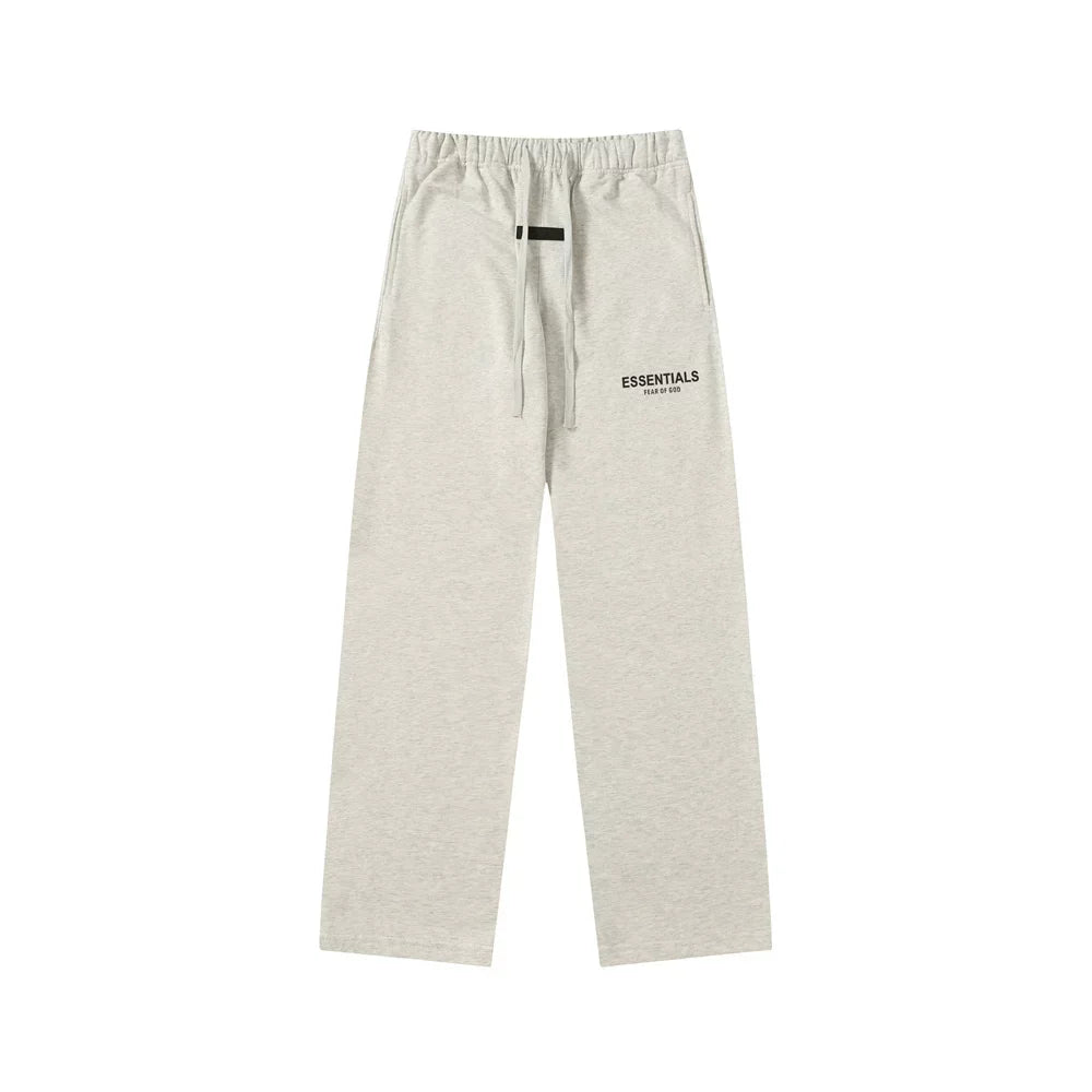 Fear Of God Essentials Text Logo Straight‑Leg Sweatpants Light Oat Heather