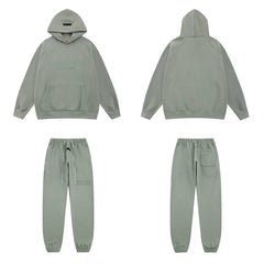 Fear Of God Essentials Tone‑on‑Tone Hoodie & Jogger Tracksuit Set Dusty Sage