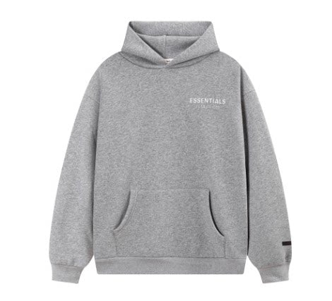 Fear Of God Essentials Hot Stamped Double‑Line Pullover Hoodie Heather Grey