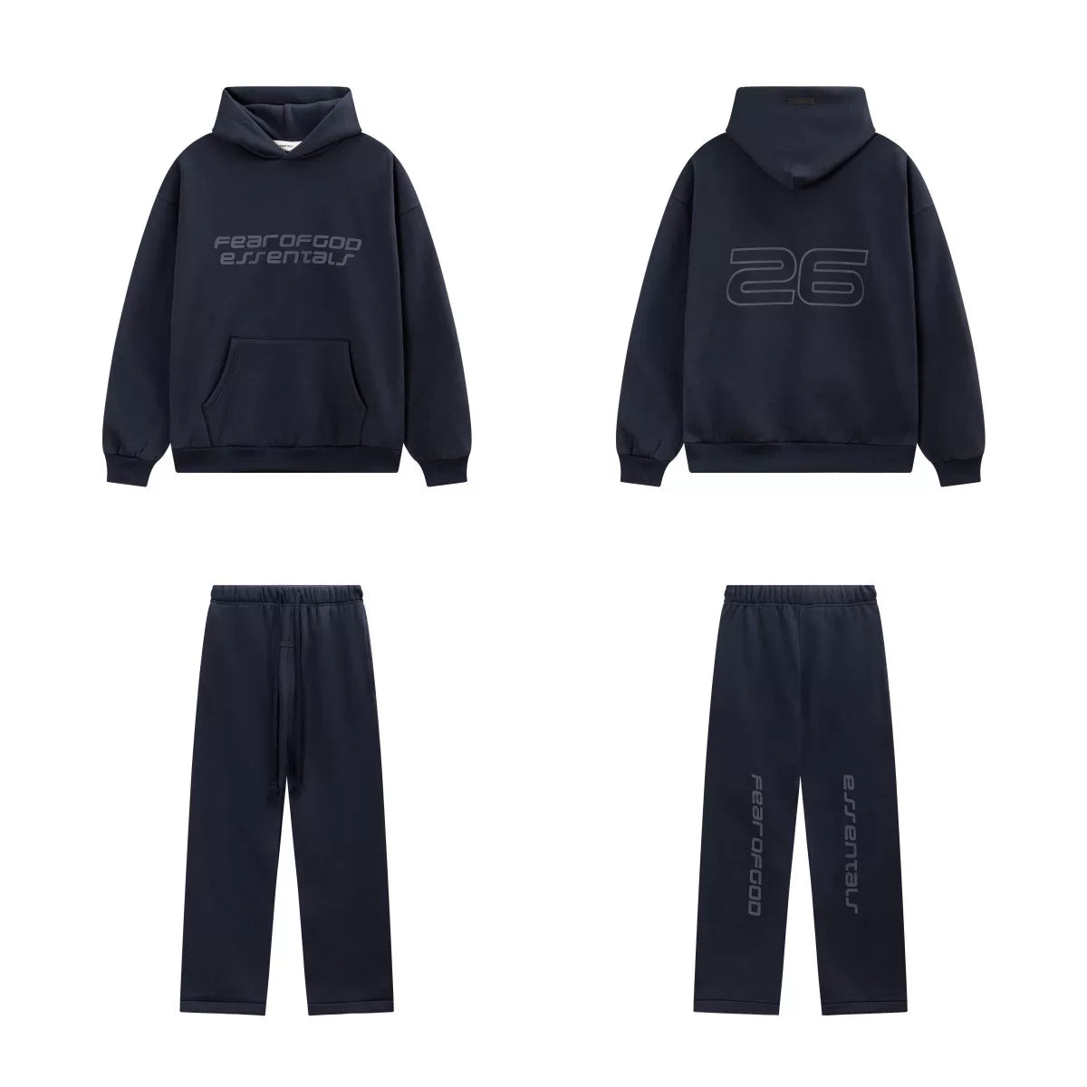 Fear Of God Essentials 26 Graphic Hoodie & Straight‑Leg Pants Set Navy