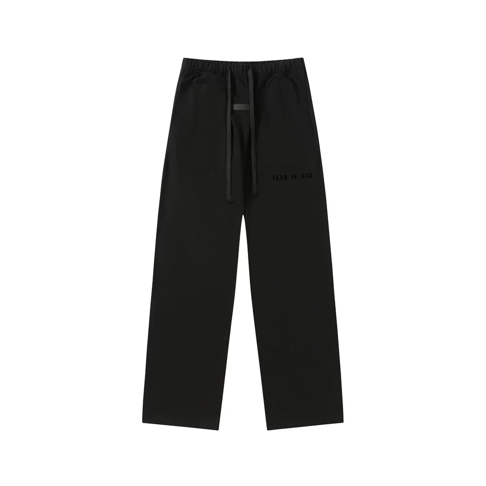Fear Of God Essentials Tone‑on‑Tone Fear Of God Text Straight‑Leg Sweatpants Black