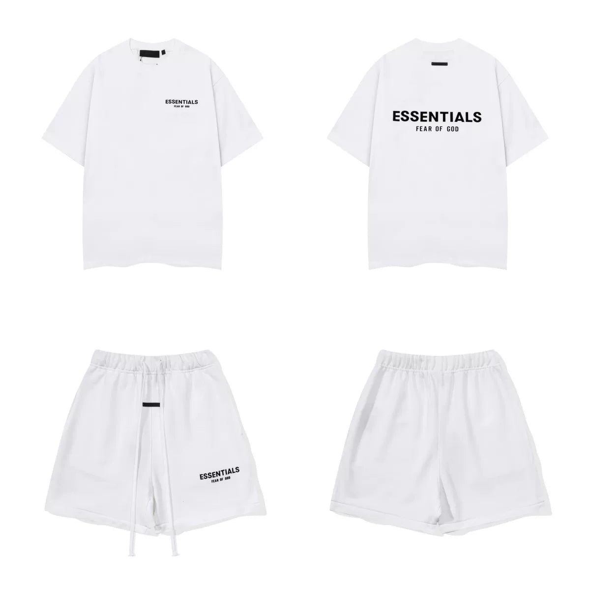 Fear Of God Essentials T‑Shirt Fleece Shorts Summer Set White