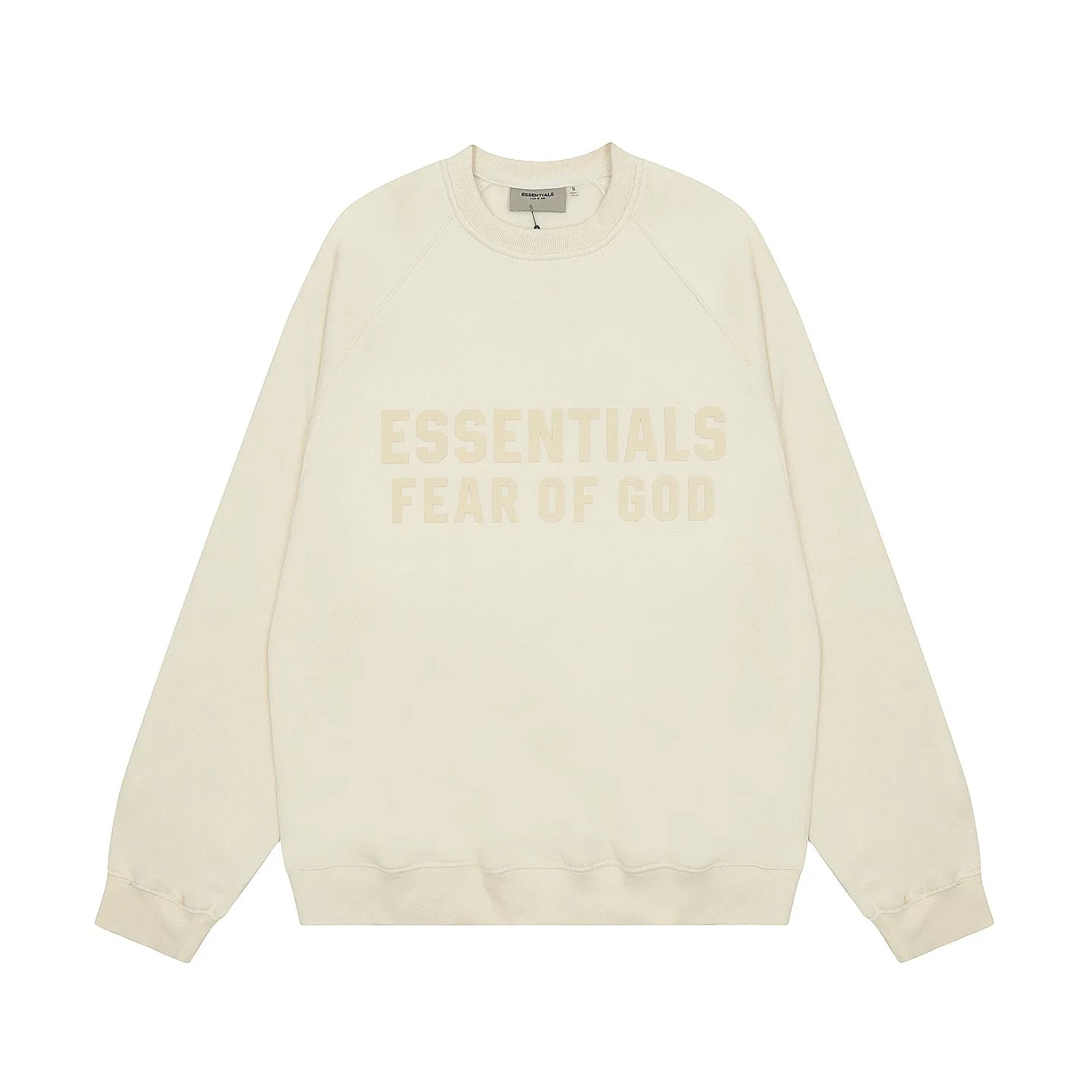 Fear Of God Essentials Double‑Line Plush Crewneck Sweatshirt Cream