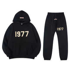 Fear Of God Essentials 1977 Plush Hoodie & Jogger Tracksuit Set Black