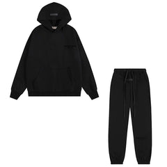 Fear Of God Essentials Hoodie Jogger Tracksuit Set Black