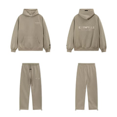 Fear Of God Essentials Hot Stamped Double Line Hoodie & Straight Pants Set Taupe