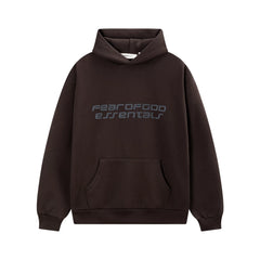 Fear Of God Essentials Silicone Letter Pullover Hoodie Dark Brown