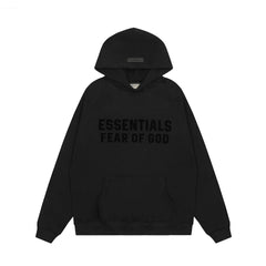 Fear Of God Essentials Double‑Line Plush Pullover Hoodie Black