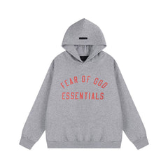 Fear Of God Essentials Vintage Letter Print Pullover Hoodie Medium Heather Grey