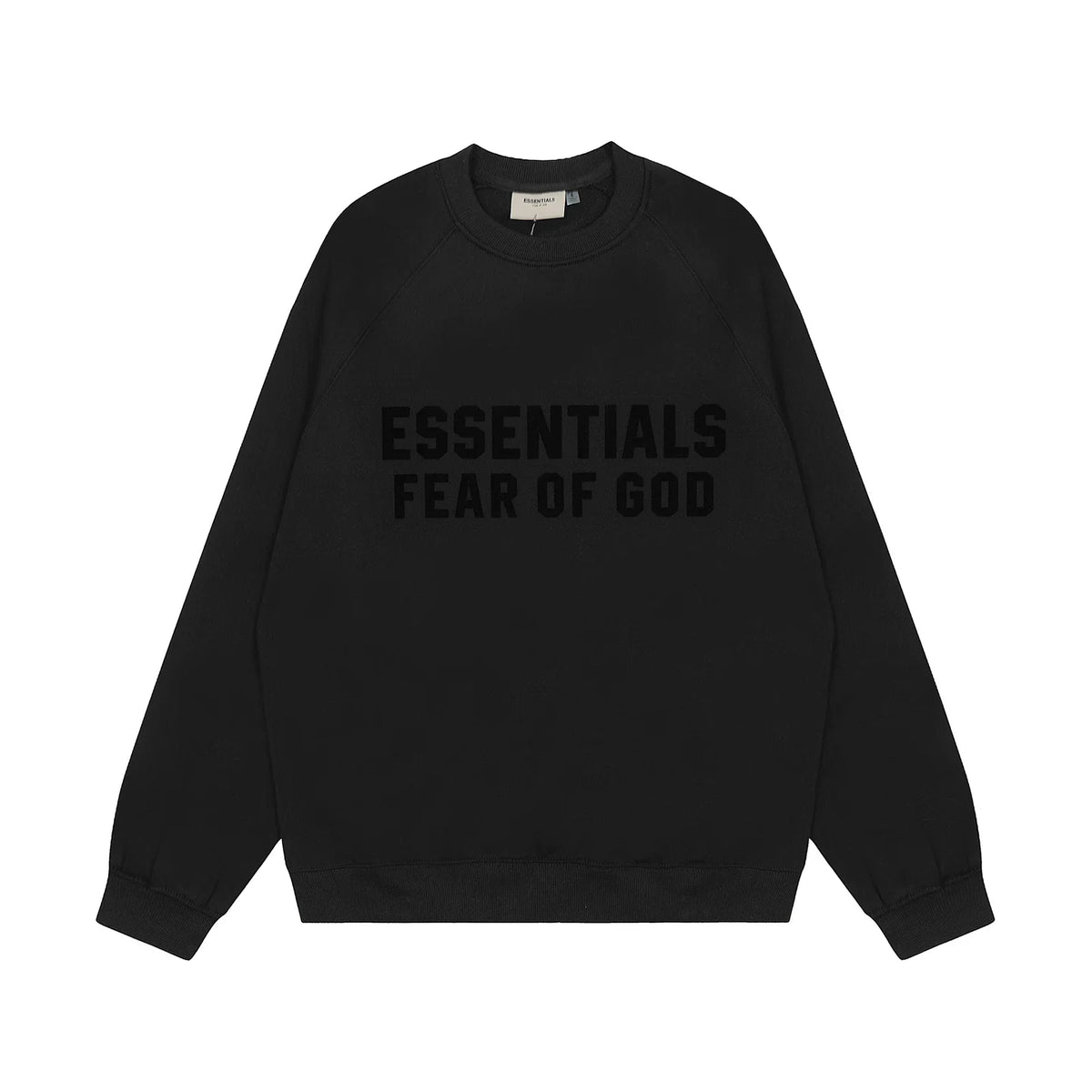 Fear Of God Essentials Double‑Line Plush Crewneck Sweatshirt Black